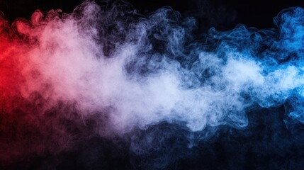 Red and blue smoke swirls on black background; abstract design (3)