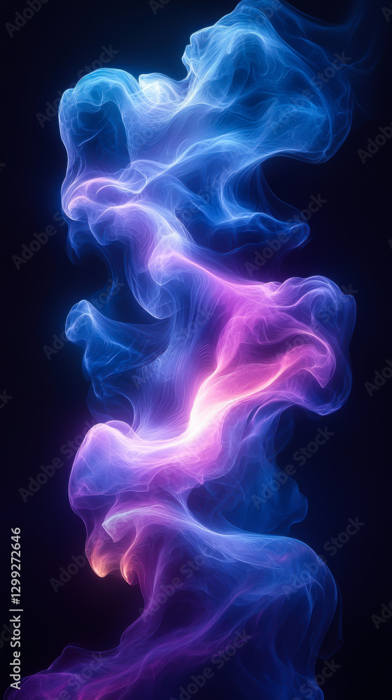 Poster vibrant abstract swirl showcasing dynamic colors and shapes in a dark background
