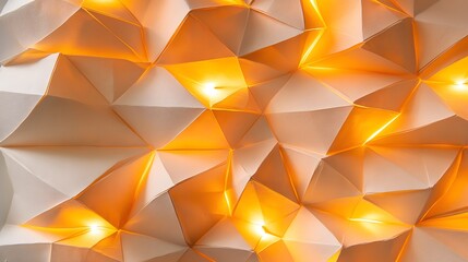 Abstract Golden Geometric Origami Paper Light Background