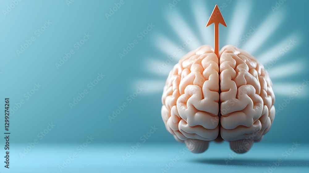 Poster a brain with an arrow pointing upwards