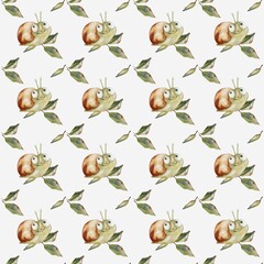 Cute snail watercolor pattern for textile and wrapping paper design background