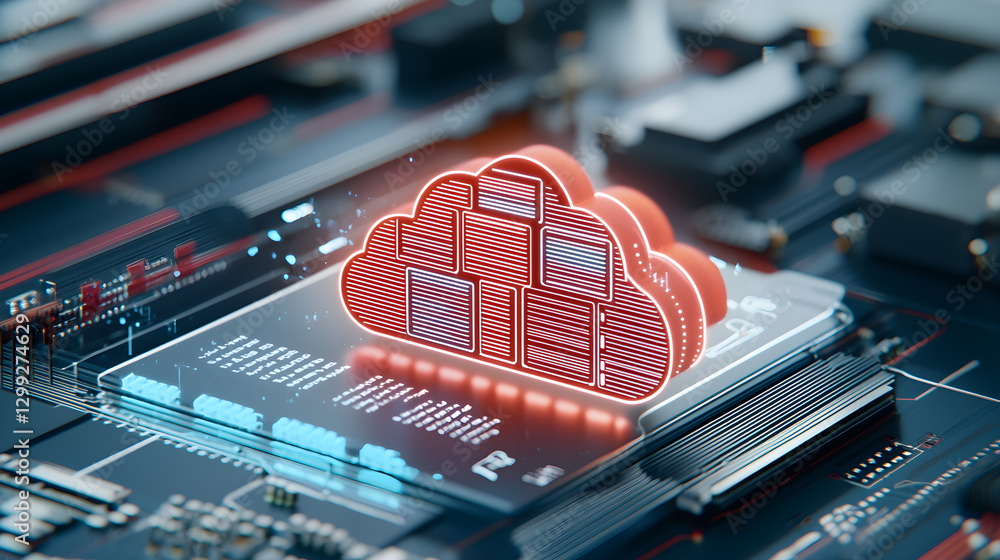 Aufkleber a computer chip with a cloud on it