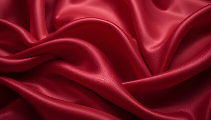 A luxurious red silk fabric with smooth flowing folds and soft highlights.
