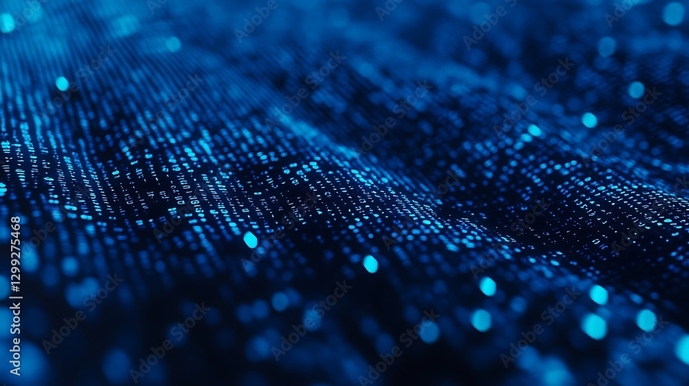 Poster flowing data binary code wallpaper design, futuristic digital background with glowing neon effects