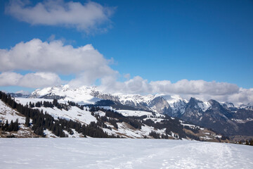 Winter hiking in Sparenmoos,Switzerland