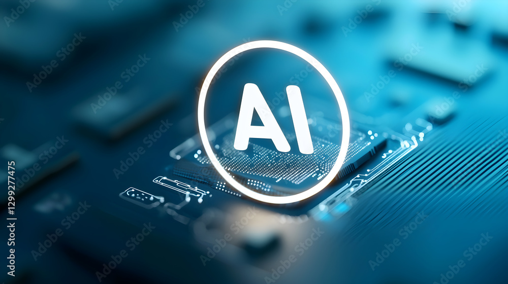 Poster a computer chip with the letters ai on it