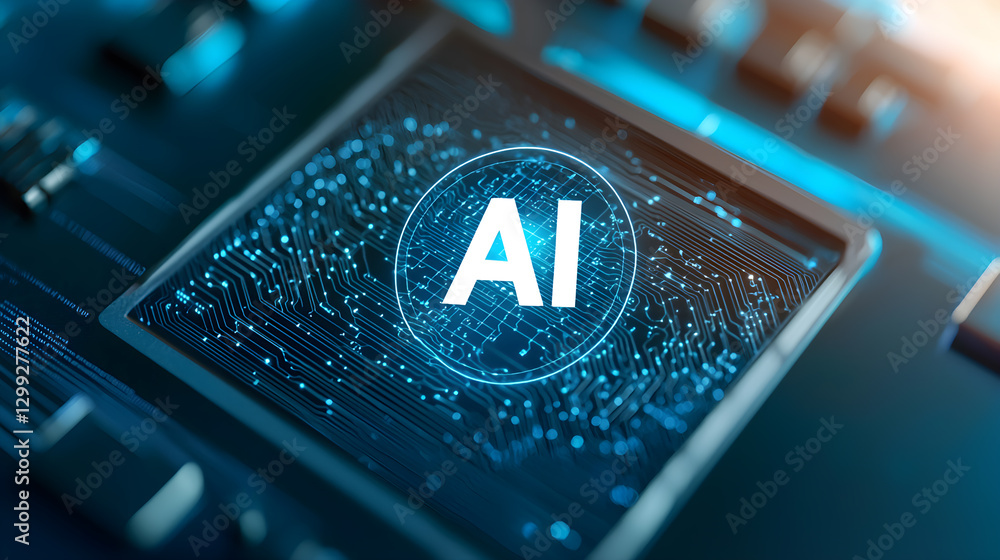 Poster a computer chip with the word ai on it
