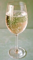 Sparkling Wine: a crystal glass filled with effervescent champagne or sparkling wine, bubbles rising gently to the surface in a captivating display of refreshment.