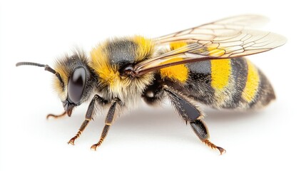 Close-up Honeybee Isolated White Background