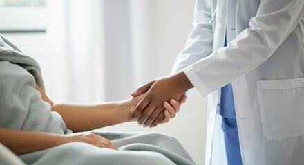 Doctor shaking hands with patient emphasizing trust and care in healthcare
