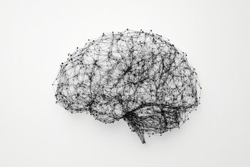 A minimalistic illustration of the human brain with connected nodes