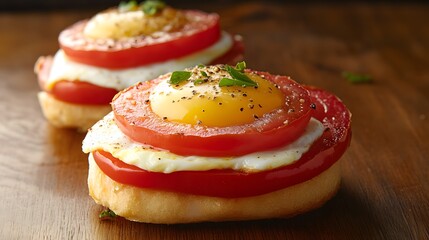 Delicious Fried Egg and Tomato Slices on Bread