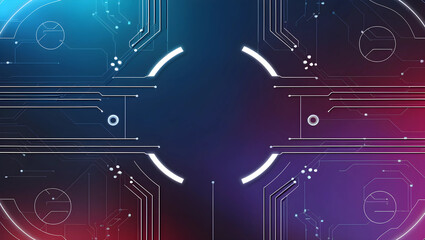 Futuristic Technology Backgrounds. Abstract Digital Network with Glowing Red and Blue Lines 