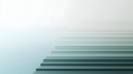 Fototapeta premium Abstract staircase ascending into white space symbolizing progress and hope