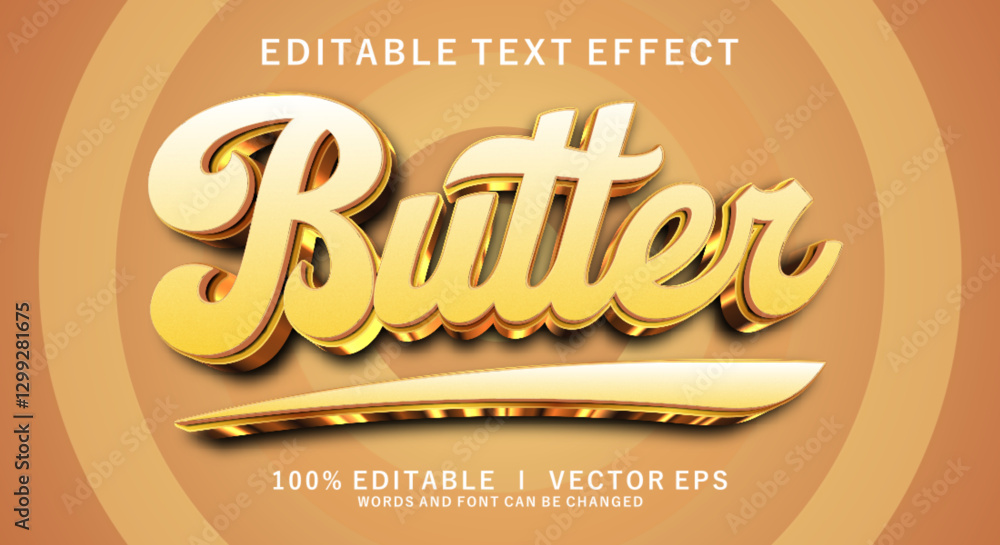 Poster butter 3d vector text effect with modern style design