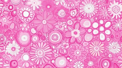 A Whimsical Floral Pattern in Pink and White