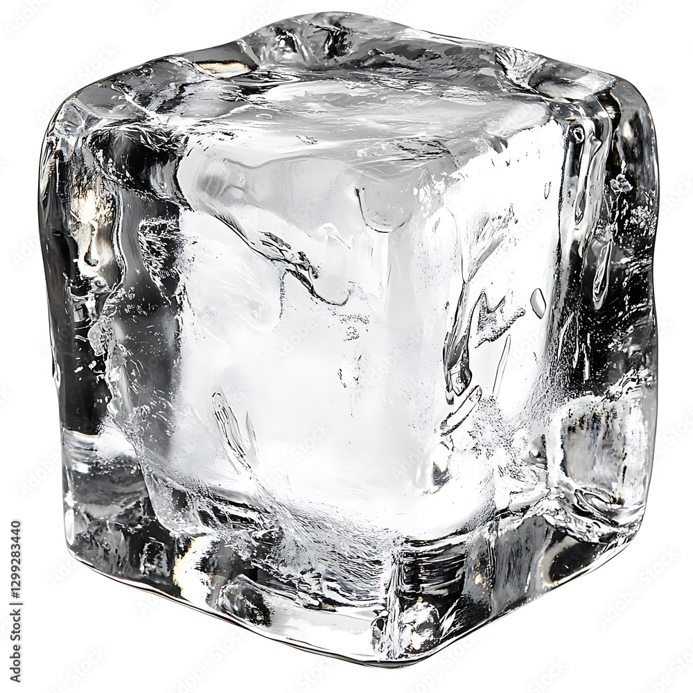 Poster high-resolution ice cube image with detailed texture and crystal-clear appearance