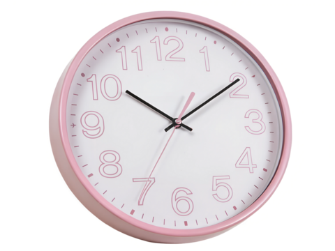 Wall clock isolated on transparent background, simple clock design, timekeeping tool, minimalist clock, home decor element