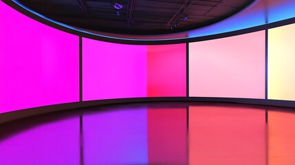 High-tech podium stage concept with futuristic design and modern lighting, perfect for tech and event themes