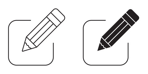 Pencil logo icon. Pencil on the background sheet. Icon for editing a document or text. EPS 10. Vector illustrations