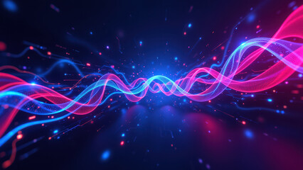 Dynamic digital flow with abstract shapes resembling ci/cd pipelines, reflecting advanced technology and automation.