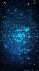Fototapeta premium Abstract digital technology interface; glowing circles, data streams, futuristic background; ideal for tech websites