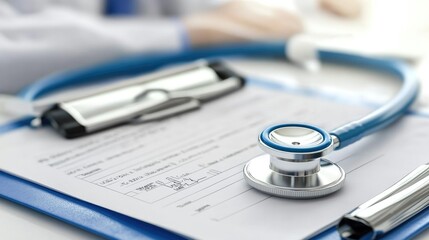 Medical Records and Stethoscope: Healthcare and Patient Care