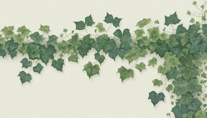 Digital Line Art of Ivy Vines on Pastel Backdrop