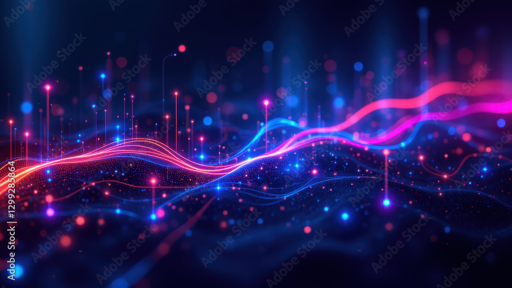 Poster ci/cd pipeline with colorful digital elements.