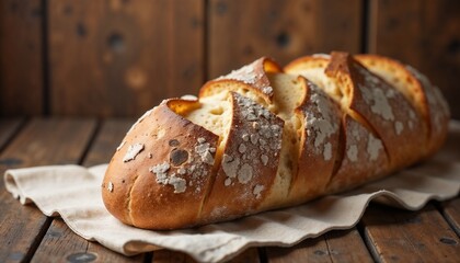 Rustic Bread Loaf with Textured Linen Backdrop