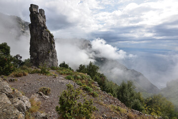 Path of the Gods or Sentiero Degli Dei over the clouds, Agerola, Kampania, Neapol, Italy