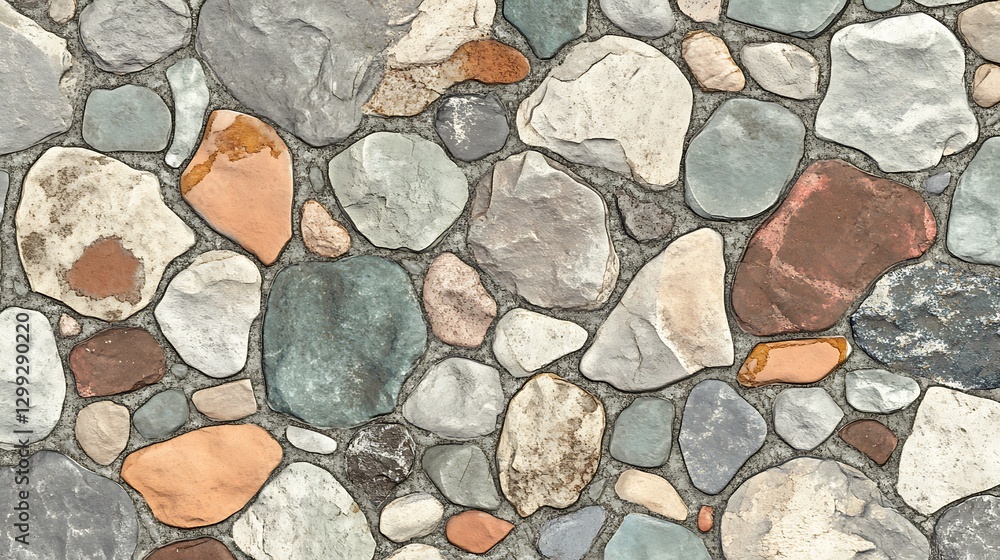 Poster tileable gray stone walkway with seamless cobblestone texture, ideal for architectural and landscape