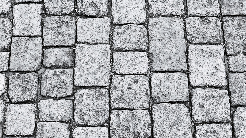 Poster tileable grungy cobblestone pattern with seamless texture, perfect for rustic, vintage, and architec