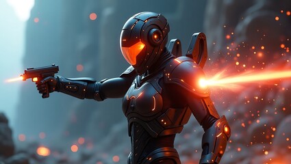 Cyberpunk Female Soldier: Futuristic Warfare