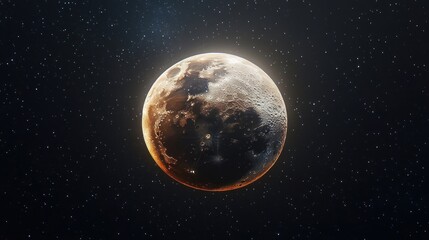 Fototapeta premium lunar eclipse showcasing the Earth's shadow slowly creeping across the moon's surface, with stars twinkling in the background