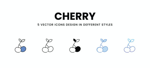 Cherry  vector icons set stock illustration