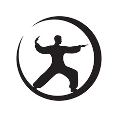 Tai Chi pose silhouette vector illustration