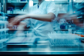 Blurred Motion in a Futuristic Scientific Laboratory Setting