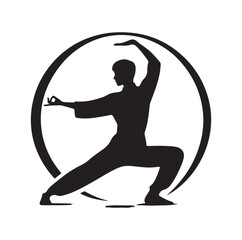 Tai Chi pose silhouette vector illustration
