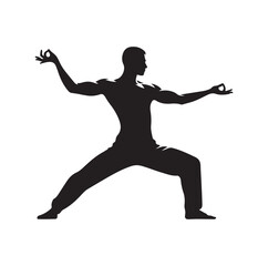 Tai Chi pose silhouette vector illustration