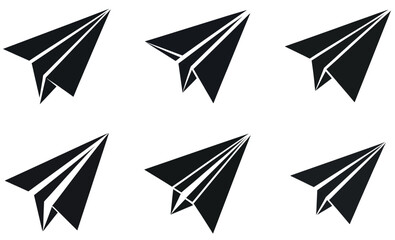 Seamless Pattern of Simple Paper Airplane Icons  set 