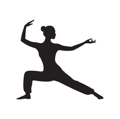 Tai Chi pose silhouette vector illustration