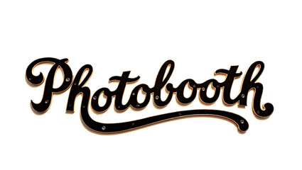 wooden photo booth sign isolated on white