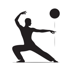 Tai Chi pose silhouette vector illustration