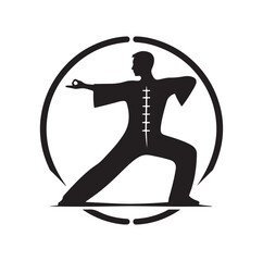 Tai Chi pose silhouette vector illustration