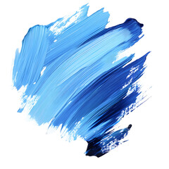 Vibrant blue paint strokes on a white canvas create a striking abstract design