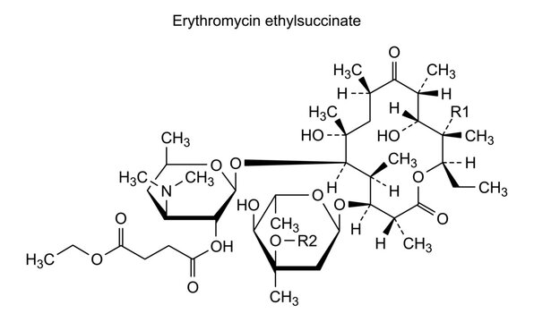 Chemical structure of erythromycin ethylsuccinate, drug substance
