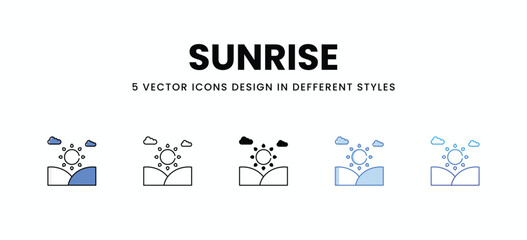 Sunrise vector icons set stock illustration