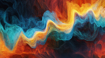 Fototapeta premium Vibrant colorful waves of abstract art digital canvas visual artwork energetic atmosphere close-up view creative expression