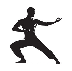 Tai Chi pose silhouette vector illustration